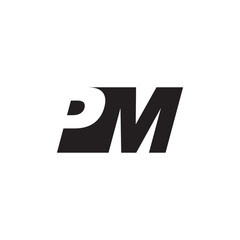 Initial letter PM, negative space logo, simple black color