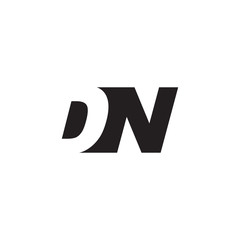 Initial letter DN, negative space logo, simple black color