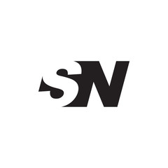 Initial letter SN, negative space logo, simple black color