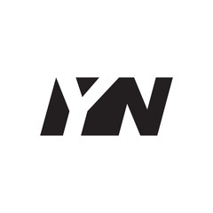 Initial letter YN, negative space logo, simple black color - obrazy, fototapety, plakaty