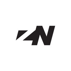 Initial letter ZN, negative space logo, simple black color