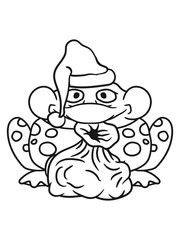 Fototapeta premium weihnachtsmann weihnachten sack geschenke winter santa claus nikolaus sitzend frosch klein süß niedlich quak comic cartoon clipart