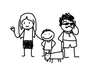 Family Doodle, a hand drawn vector doodle illustration of a happy family.