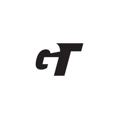 Initial letter GT, negative space logo, simple black color