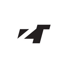 Initial letter ZT, negative space logo, simple black color