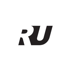 Initial letter RU, negative space logo, simple black color © ariefpro