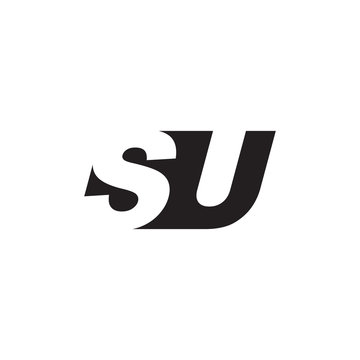 Initial letter SU, negative space logo, simple black color