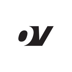 Initial letter OV, negative space logo, simple black color