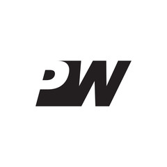 Initial letter PW, negative space logo, simple black color