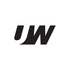 Initial letter UW, negative space logo, simple black color