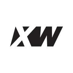 Initial letter XW, negative space logo, simple black color
