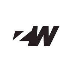 Obraz premium Initial letter ZW, negative space logo, simple black color