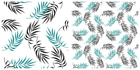 Seamless pattern in two layers of palm leaves.