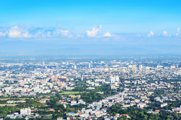 Aerial view of Chiang Mai City, taken from Doi Suthep Mountain. Located in Chiang Mai, Thailand.
