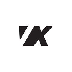Initial letter VX, negative space logo, simple black color