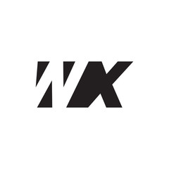 Initial letter WX, negative space logo, simple black color