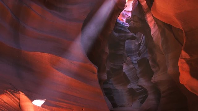 a sun beam hits the wall in upper antelope canyon in page, arizona