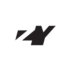 Initial letter ZY, negative space logo, simple black color