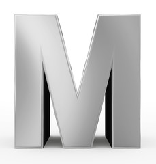 letter M 3d silver isolated on white