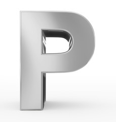 letter P 3d silver isolated on white