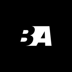 Obraz premium Initial letter BA, negative space logo, white on black background