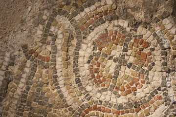 Byzantine floor mosaic. An ornament made of smalt slices.