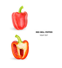 layout design,red bell pepper isolated on white background with clipping path.