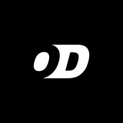 Obraz premium Initial letter OD, negative space logo, white on black background