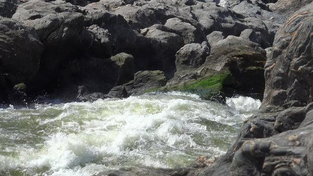 Pulo do Lobo or wolf's leap waterfall and cascade on river Guadiana, Alentejo, Portugal