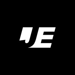 Obraz premium Initial letter JE, negative space logo, white on black background
