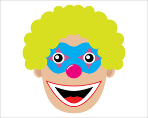 Head of clown, icon. Vector illustration.