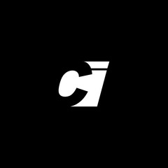 Initial letter CI, negative space logo, white on black background