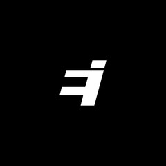 Initial letter EI, negative space logo, white on black background
