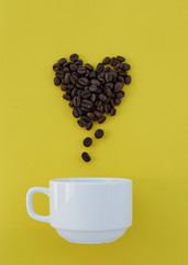 Coffee beans valentines concept