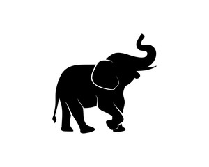 Obraz premium Czarny słoń ilustracja zwierzę na zoo sylwetka wektor Logo