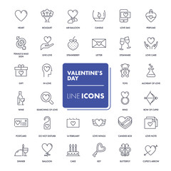 Line icons set. Valentines day