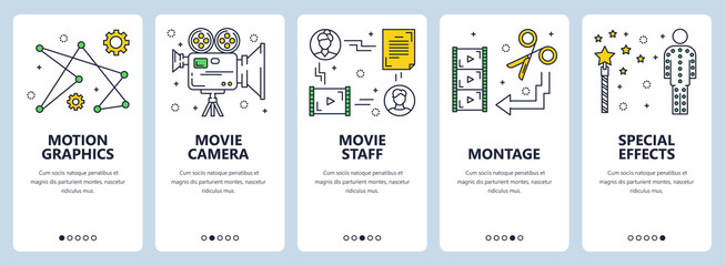 Vector modern thin line video production concept web banners