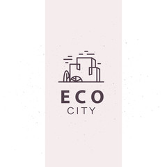 Vector flat construction company brand design template. Building, business company and architect bureau insignia, logo illustration isolated on white background. Line art.