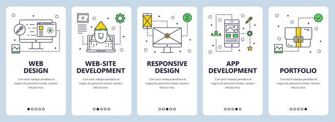 Vector modern thin line web design concept banner set