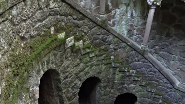 The Initiation Wells (Inverted tower) in Quinta da Regaleira estate. Sintra. Portugal
