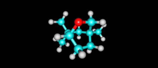 Eucalyptol molecular structure isolated on black
