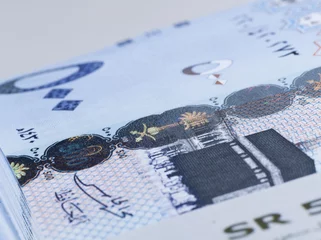 Fotobehang Saudi Riyal Banknotes of 500 extreem close up © Hany