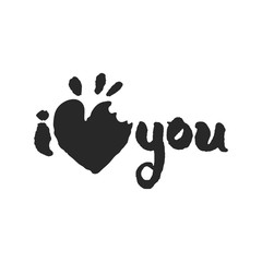 I Love You Lettering  with Bitten Heart