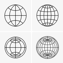 Schemes of globe with parallel circles and meridian lines