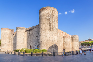 Fototapeta na wymiar Catania, Sicily, Italy. The medieval Castello Ursino, 1239-1250 y.