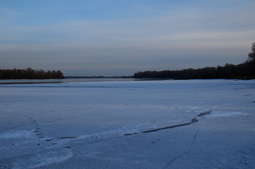 Frozen river Dnieper