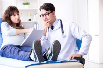 Pregnant woman visiting doctor for consultation