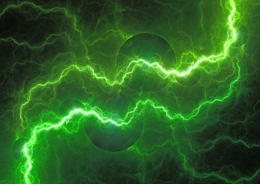 Green power, abstract lightning bolt