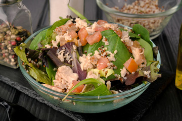 salad on black wooden board