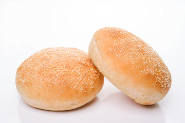 Sesame bread buns isolated on white background